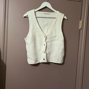 Abercrombie Cream Button-Up Knit Vest